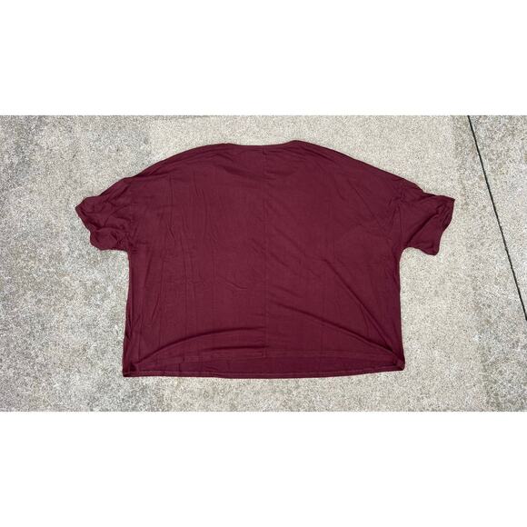 Old Navy Shirt Women Size Large Burgundy Luxe Scoop Neck Short Sleeve Blouse - Picture 4 of 4